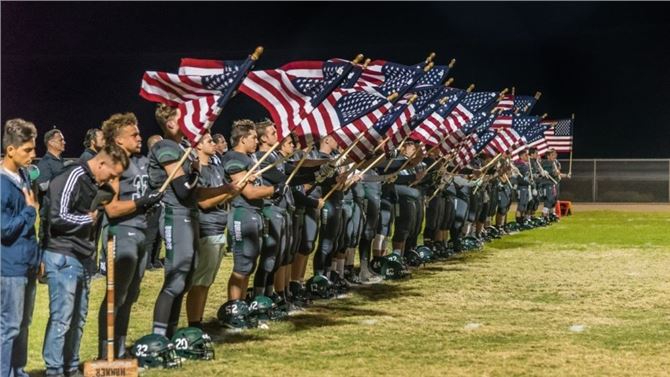 A Southern California high school football team and  "God Bless the U.S.A."