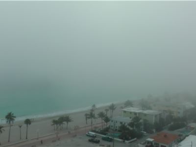 February 2014, Florida, Hollywood Beach with fog 