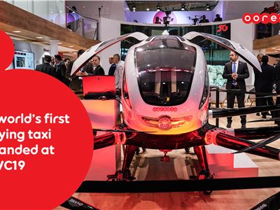Ooredoo autonomous Aerial Taxi reacts in real time to its environment, and it has just landed at the MWC19