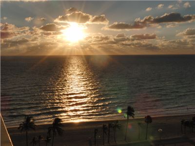 The sunrise on Hollywood Beach, Florida