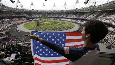 An American fan at the Olympics in London