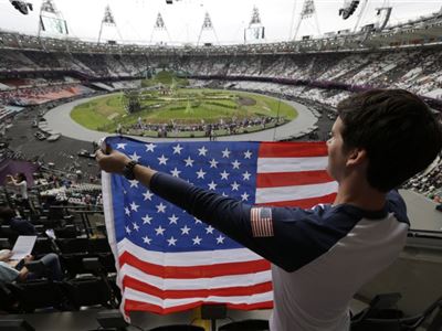 An American fan at the Olympics in London
