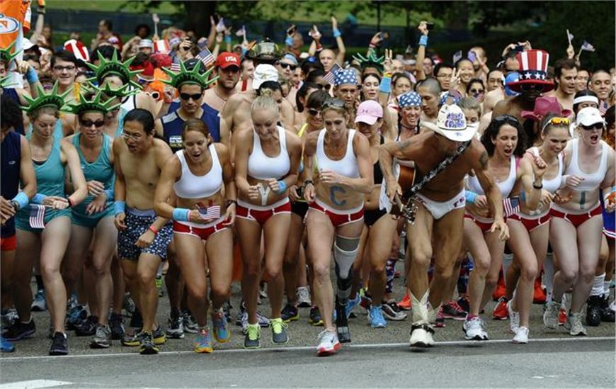 Celebrate  America underwear  run in Central Park in New York