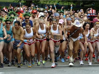 Celebrate  America underwear  run in Central Park in New York