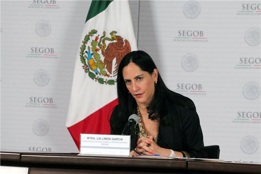 Conferencia de Prensa que ofreció la Subsecretaria de Derechos Humanos, Lía Limón García.