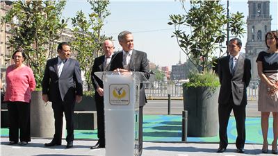 El Jefe de Gobierno del Distrito Federal, Miguel Ángel Mancera, encabezó la inauguración del Modelo Parque Público de Bolsillo, en el Zócalo capitalino