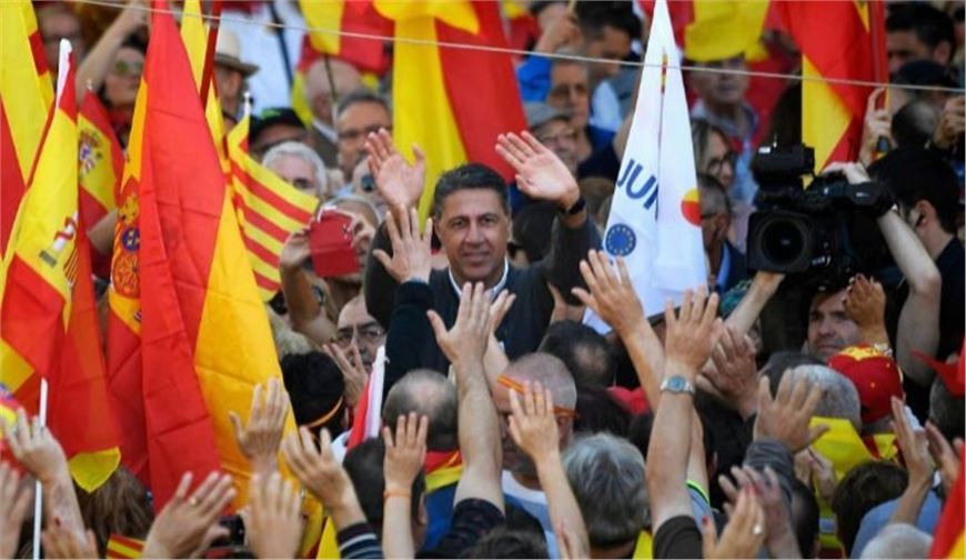 El líder del PP catalán, Xavier Garcia Albiol  en la manifestacion de Barcelona. 
