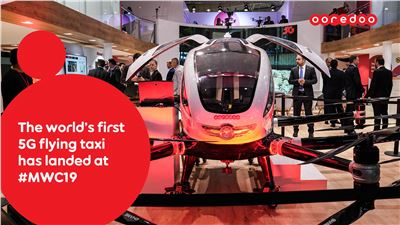 Ooredoo autonomous Aerial Taxi reacts in real time to its environment, and it has just landed at the MWC19
