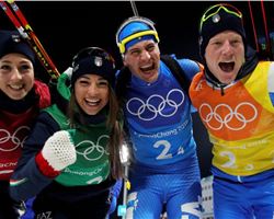 PyeongChang 2018:  Staffetta biathlon  e' bronzo per l’Italia  