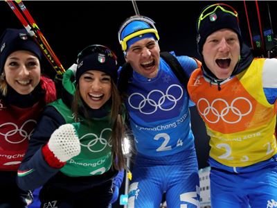 PyeongChang 2018:  Staffetta biathlon  e' bronzo per l’Italia  
