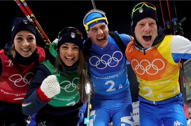 PyeongChang 2018:  Staffetta biathlon  e' bronzo per l’Italia  