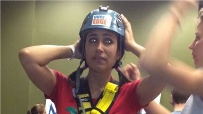 Rappeling over the edge of a 32 story Bldg.in downtown Austin to help "Make a Wish" come True!