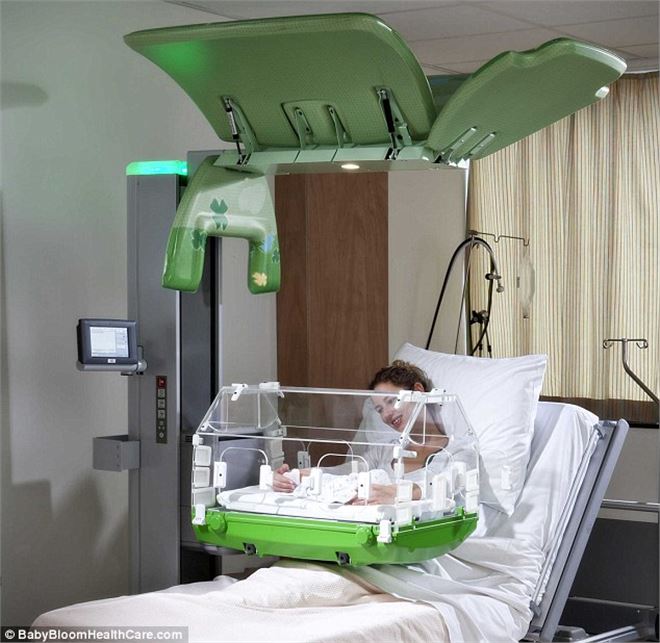 The hi-tech incubator that allows a mother to bond with sick baby from her bed... and it even comes with an in-built video camera